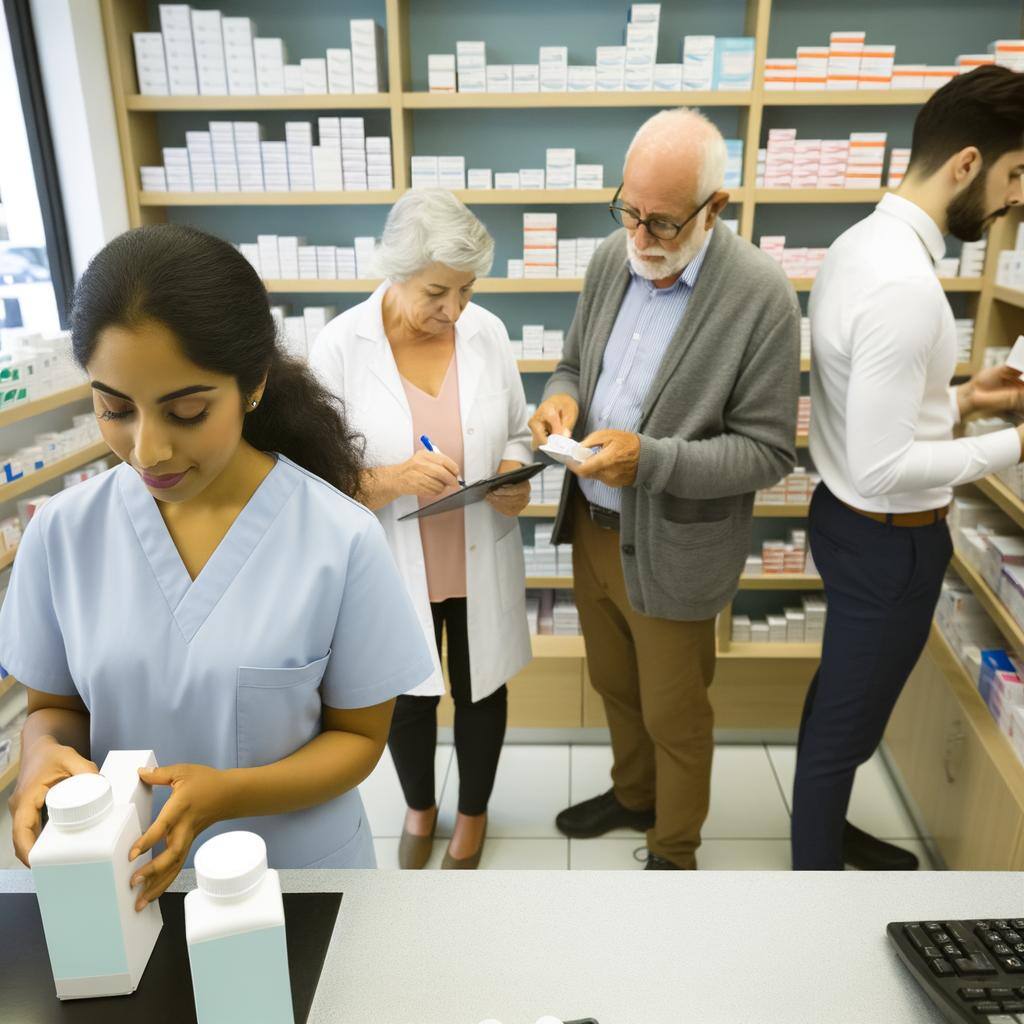 diverse people working together in pharmacy